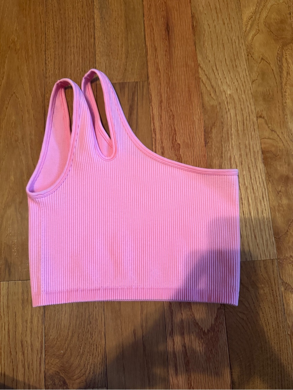 aerie Pink Ribbed One-Shoulder Crop Top